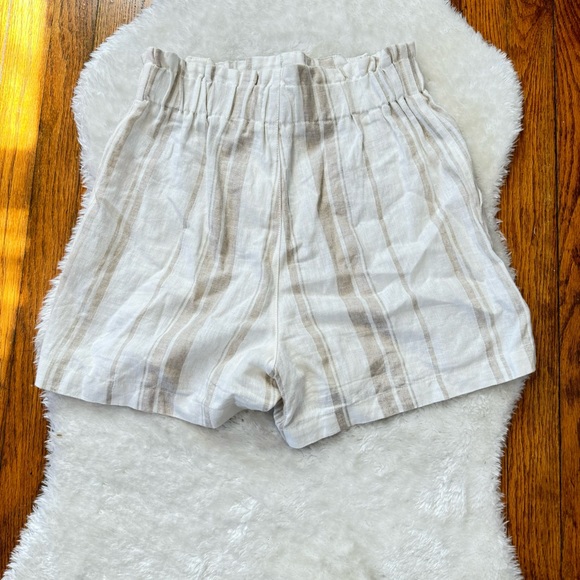 Madewell Linen Blend High Rise Pull On Paperbag Striped Shorts Sz XXS - Picture 8 of 11